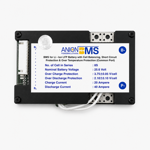 8S 25.6V 40A BMS for Lithium Ion LFP Battery With Cell Balancing (Common Port)