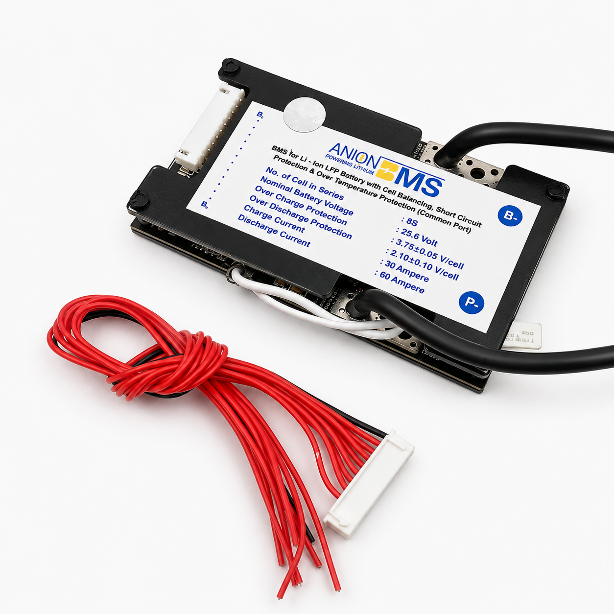 8S 25.6V 60A BMS for Lithium Ion LFP Battery With Cell Balancing (Common Port)