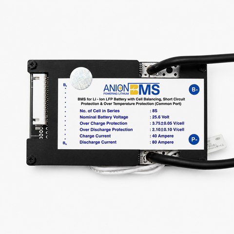8S 25.6V 80A BMS for Lithium Ion LFP Battery With Cell Balancing (Common Port)