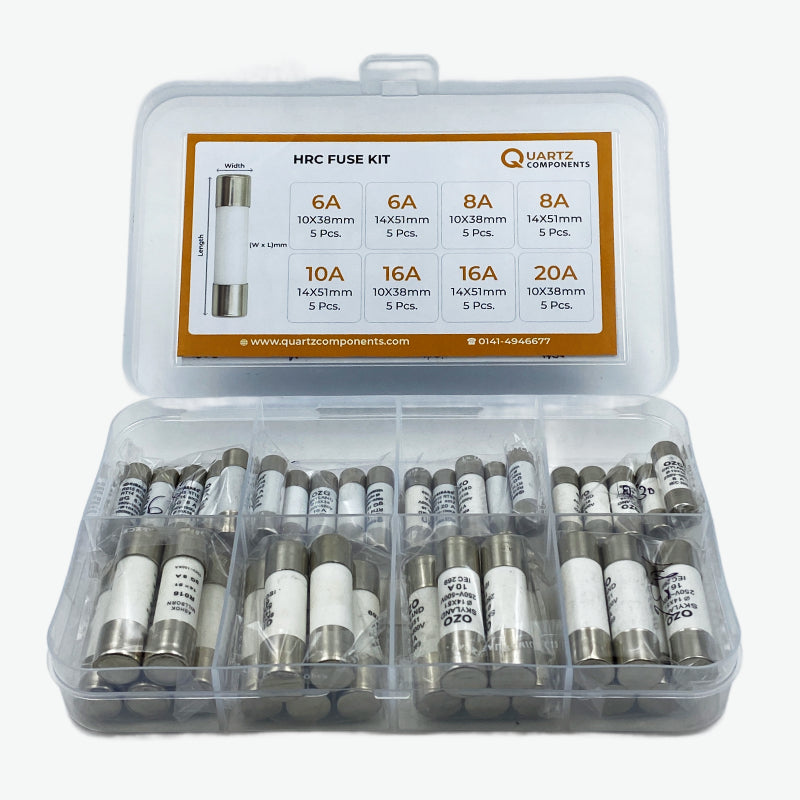 8 Values HRC Pencil Type Fuse Kit 6A to 20A - 40 Units