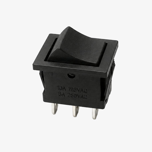 6-Pin DPDT Miniature Rocker Switch - 6A - 9A 250V AC