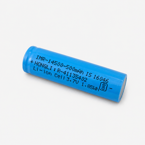 3.7V 500mAh 14500 Li-ion Rechargeable Battery Cell - AA Size (Flat Top)