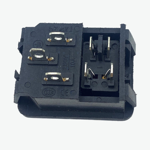 AC-04 3 Pin AC Power Socket with Indicator Switch Panel Mount