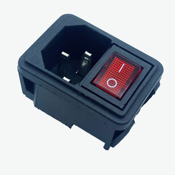AC-04 3 Pin AC Power Socket with Indicator Switch Panel Mount