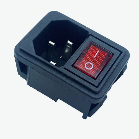 AC-04 3 Pin AC Power Socket with Indicator Switch Panel Mount