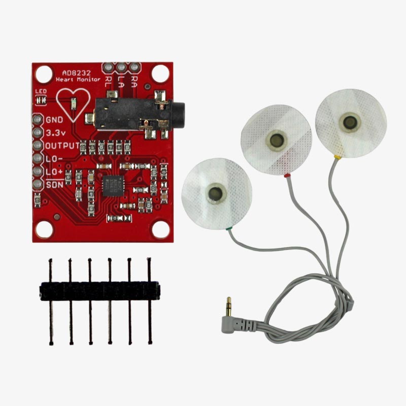 AD8232 ECG Heart Rate Monitor Sensor Module with ECG Cables & Electrod ...