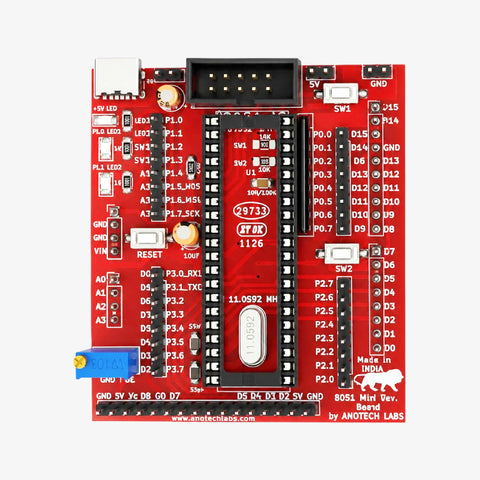 Amotech Labs - 8051 Mini Development Board (with 89S52 IC, ISP Programmer and LCD)