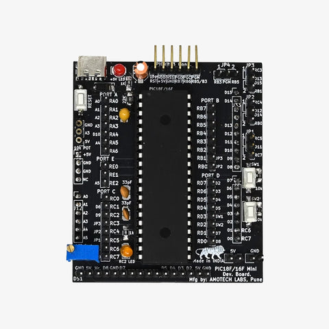 Amotech Labs - PIC18F/16F Mini Development Board (with PIC18F452 IC and LCD)