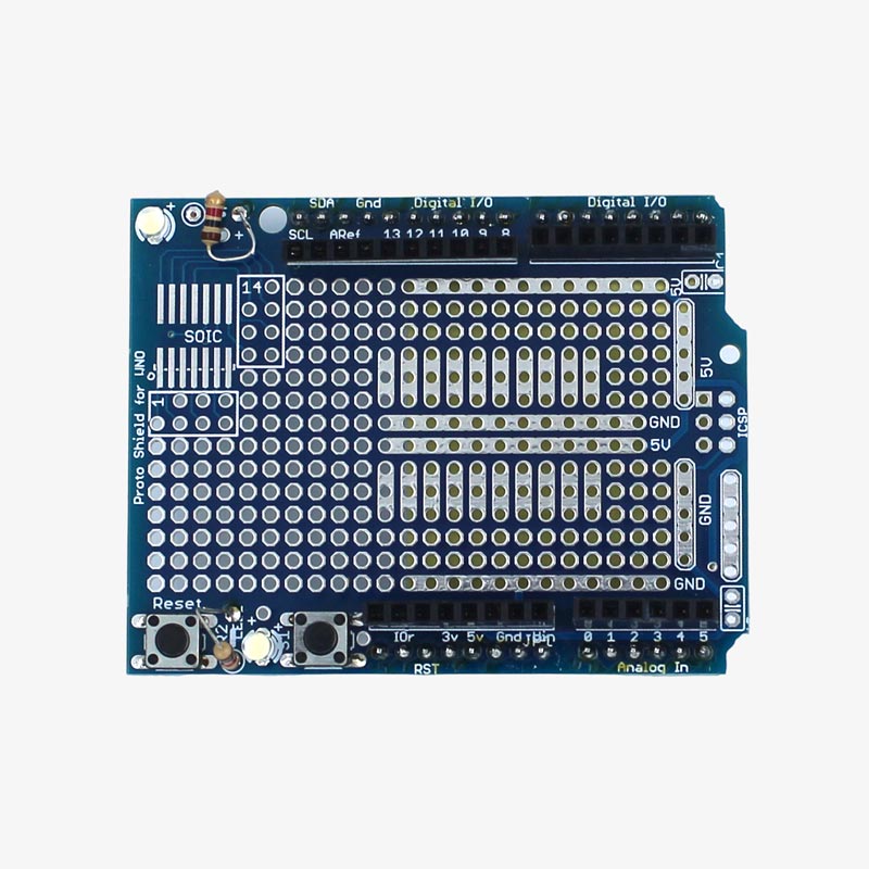 Arduino Uno Prototype Shield with Mini Breadboard