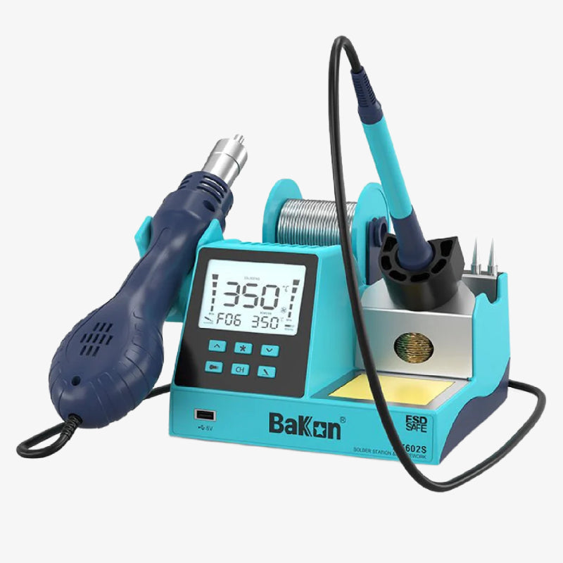 Bakon BK602S 2-in-1 Digital Display Soldering Station with 90W soldering iron + 550W hot air station