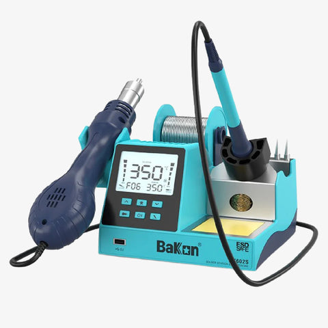 Bakon BK602S 2-in-1 Digital Display Soldering Station with 90W soldering iron + 550W hot air station