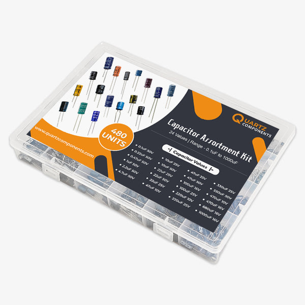 480 Pcs (24 Values) 0.1uF-1000uF of 10V-50V Range Electrolytic Capacitor Assortment Kit