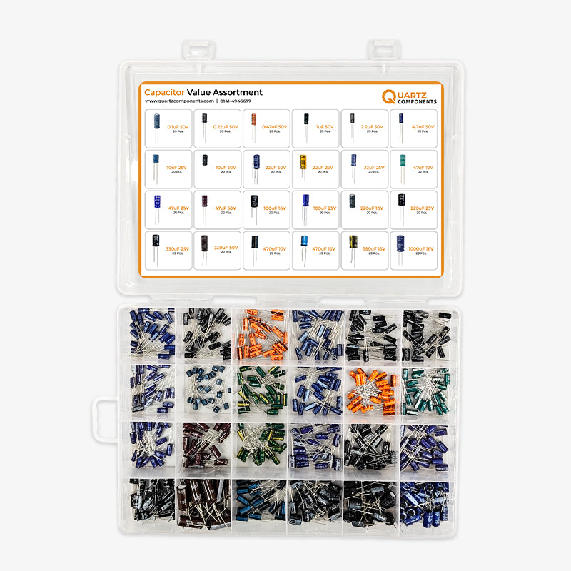 480 Pcs (24 Values) 0.1uF-1000uF of 10V-50V Range Electrolytic Capacitor Assortment Kit