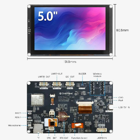 CrowPanel Advance 5 inch 800x480 HMI ESP32-S3 AI-Powered IPS Touch Screen