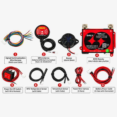 DALY LiFePO4 4S 12V 60A Waterproof Smart BMS