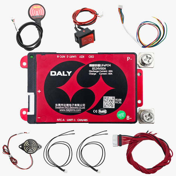 DALY LiFePo4 8S 24V 60A Smart Waterproof Battery Management System Common port with Balance- BMS Protection Board