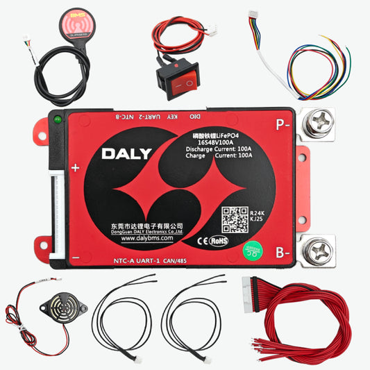 DALY Smart BMS LiFePo4 16S 48V 100A Battery Management System with UART, CAN, RS485 and Bluetooth Communication Support
