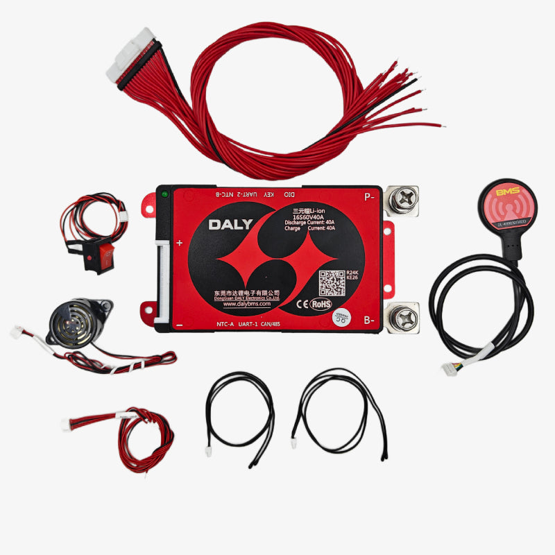 DALY Smart BMS Lithium-Ion 16S 60V 40A Battery Management System with UART, CAN, RS485 and Bluetooth Communication Support