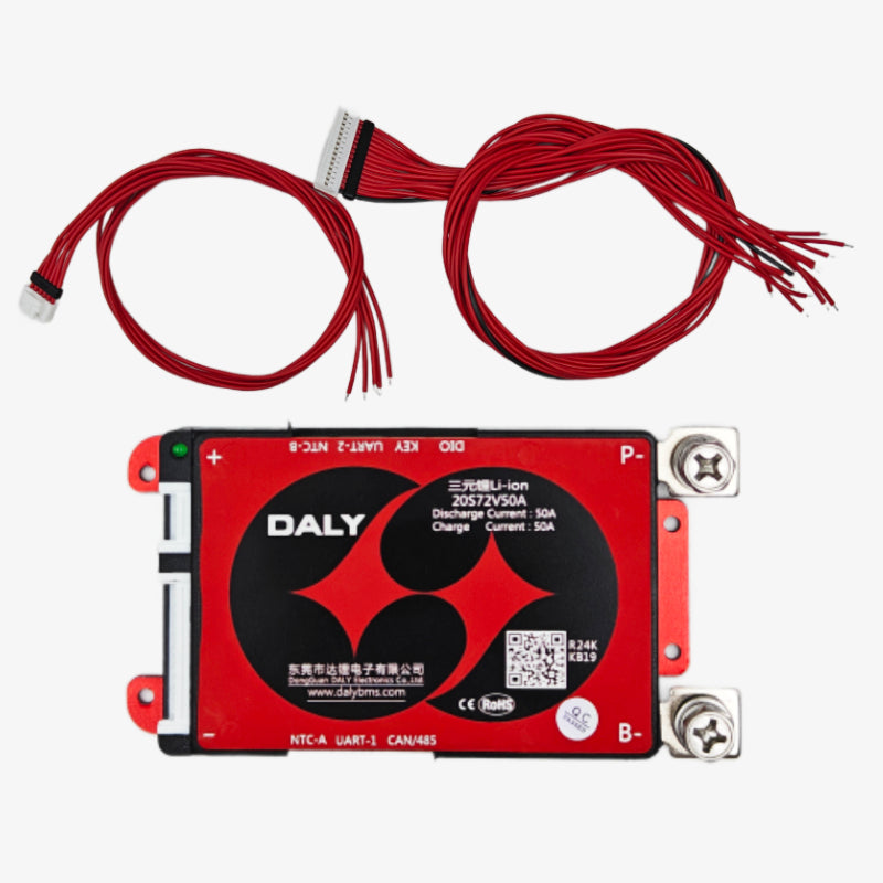 DALY Smart BMS Lithium-Ion 20S 72V 50A Battery Management System with UART, CAN, RS485 and Bluetooth Communication Support