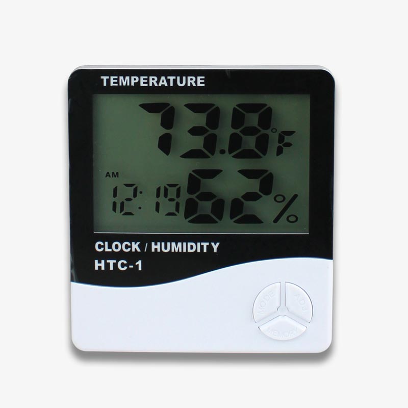 HTC-1 Digital Hygrometer Thermometer Humidity Meter with Clock LCD Display