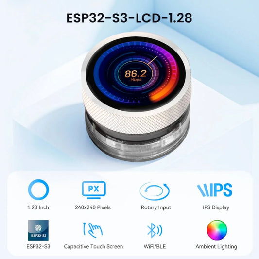 Elecrow CrowPanel 1.28 Inch ESP32 Round Touch Display with Rotary Encoder 240×240 IPS Screen