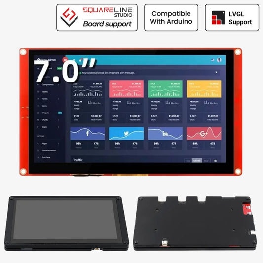 CrowPanel 7 inch - HMI ESP32 Display 800x480 RGB TFT LCD Touch Screen Compatible with Arduino/LVGL/ PlatformIO/Micropython-With Acrylic Case