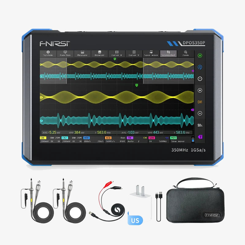 FNIRSI® DPOS350P 4-IN-1 350MHz 1GSPS Tablet Oscilloscope Signal Generator Spectrum & Frequency Response Analyzer