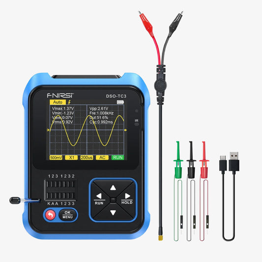 FNIRSI DSO-TC3 3-in-1 Handheld 500KHz 10MS/s Digital Oscilloscopes Signal Generator Transistor Tester