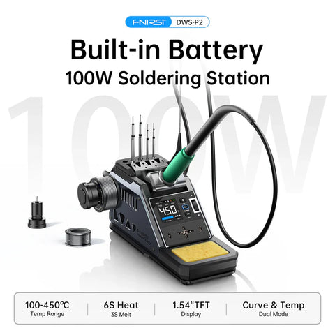 FNIRSI® DWS-P2 F245 100W Portable Soldering Station, 18650 Battery, 212℉~842℉