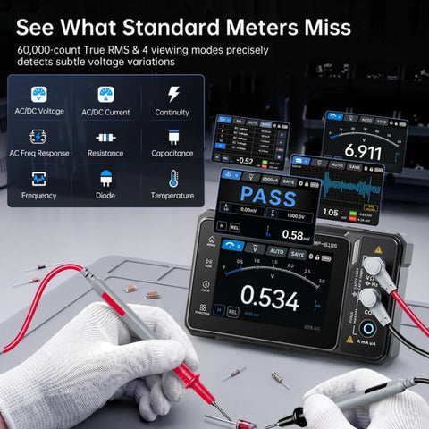 FNIRSI® TMP-610S 3-in-1 Digital Multimeter DSO DDS Generator