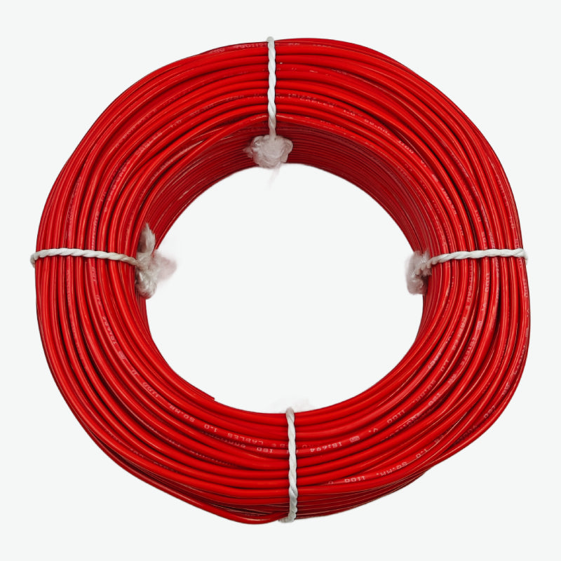 Single Core 1 sqmm Red Electrical Cable Wire For Domestic and Industries - 90m PVC FR Insulated Cable