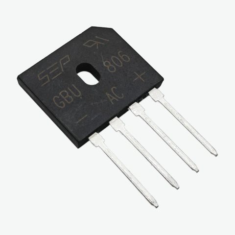 GBU806 8A 600V Single-Phase AC-DC Bridge Rectifier Diode - GBU Through-Hole Package