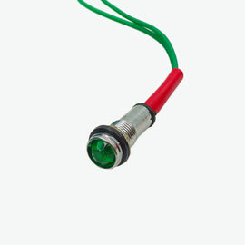 Green 220V 9mm Diamond LED Metal Indicator Light with 15CM Cable