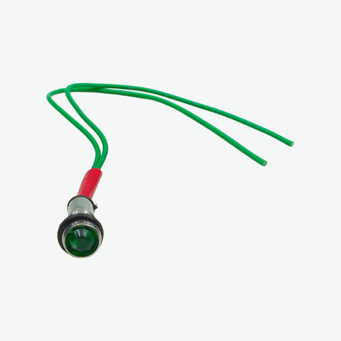 Green 220V 9mm Diamond LED Metal Indicator Light with 15CM Cable