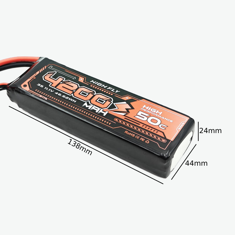 HIGH FLY 11.1V 4200mAh 3S 50C Lithium-Polymer Rechargeable Battery for Drone