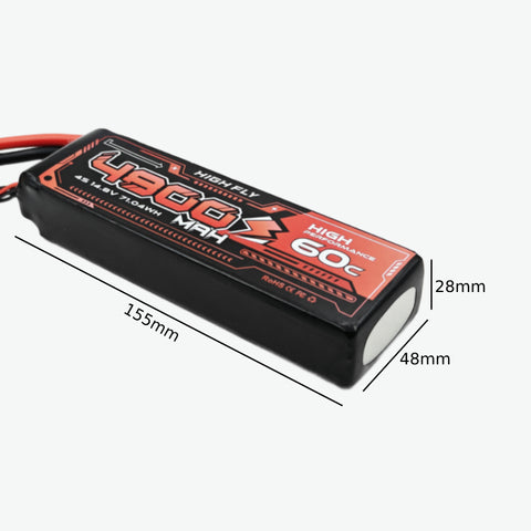 HIGH FLY 14.8V 4800mAh 4S 60C Lithium-Polymer Rechargeable Drone Battery