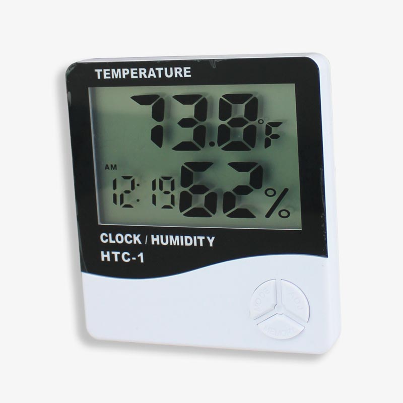 HTC-1 Digital Hygrometer Thermometer Humidity Meter with Clock LCD Display