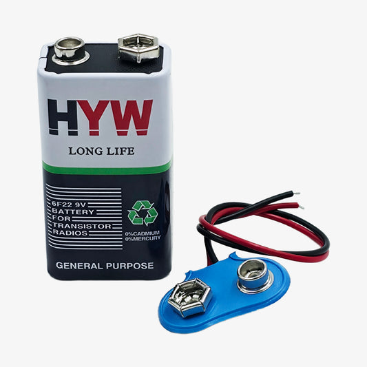  9V Zinc Carbon Battery with Snap Connector