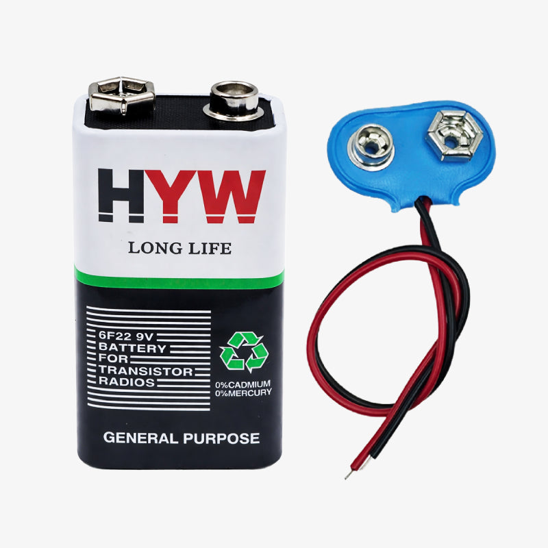 Hi-Waote 9V Zinc Carbon Battery with Snap Connector