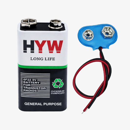 Hi-Waote 9V Zinc Carbon Battery with Snap Connector