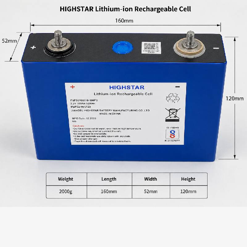Highstar 3.2V 100Ah LiFePO4 Prismatic Cell