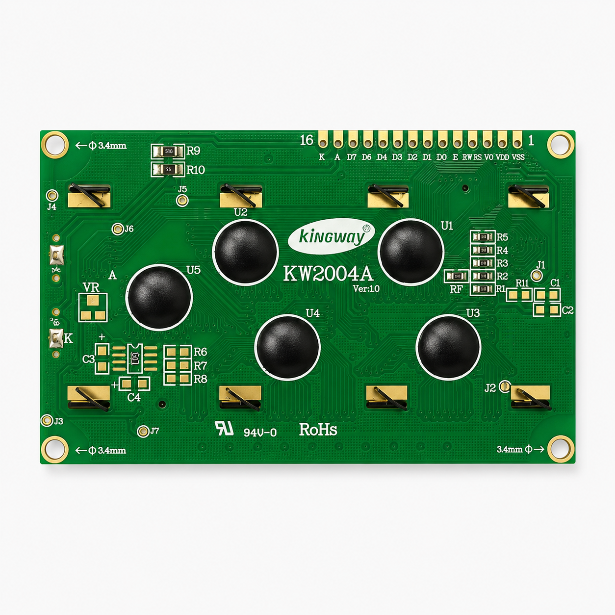 Kingway 20x4 LCD Display (Green Backlight) with IIC/I2C Interface