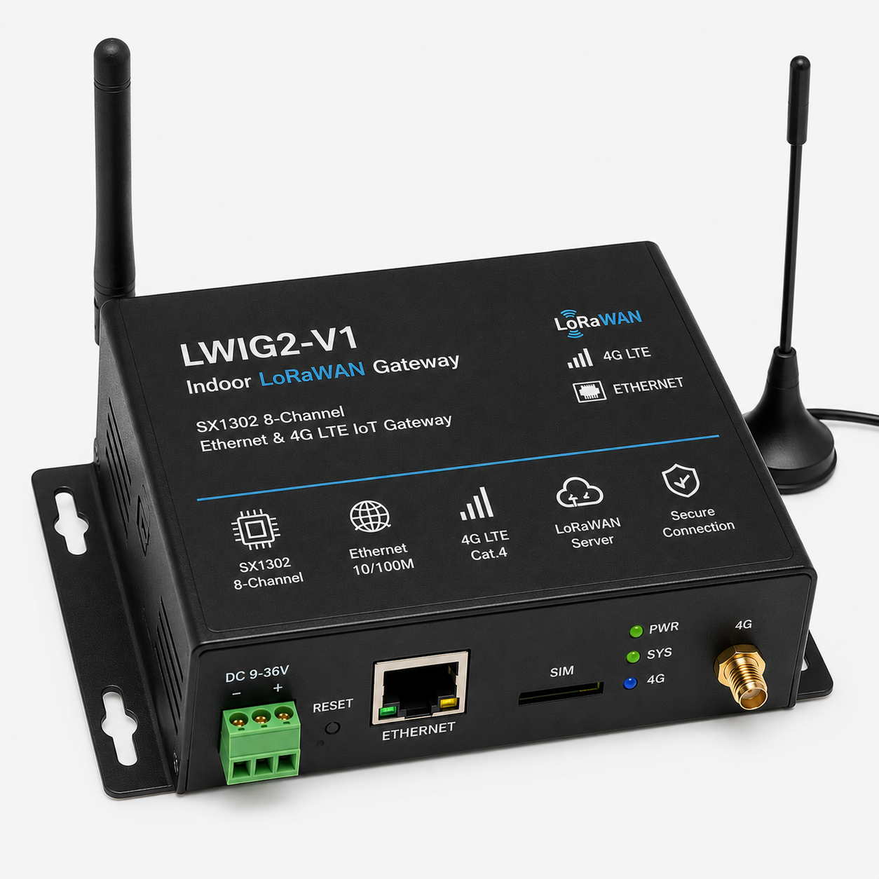LWIG2-V1 Indoor LoRaWAN SX1302 8-Channel Ethernet & 4G LTE IoT Gateway