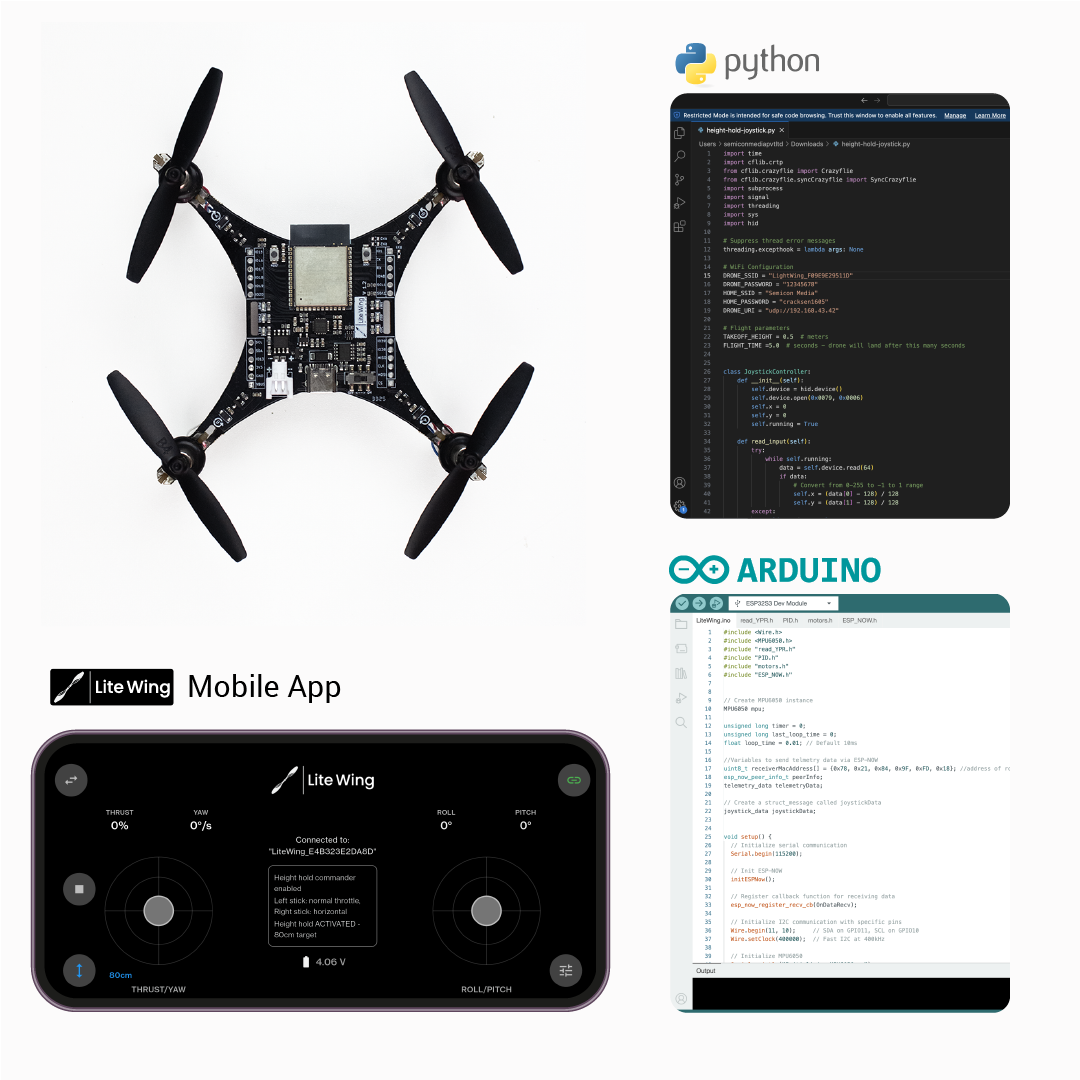 Drone Programming Python Kit LiteWing - ESP32 based Programmable Drone Development Board with Batte ...