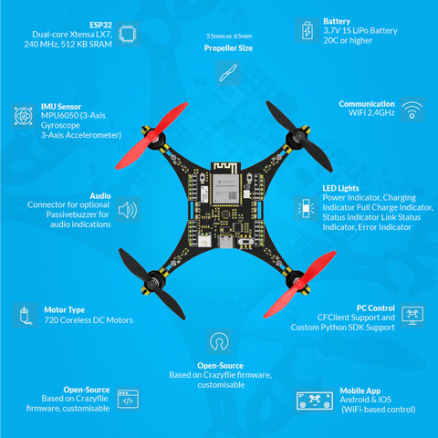 LiteWing - ESP32 based Programmable Drone with battery