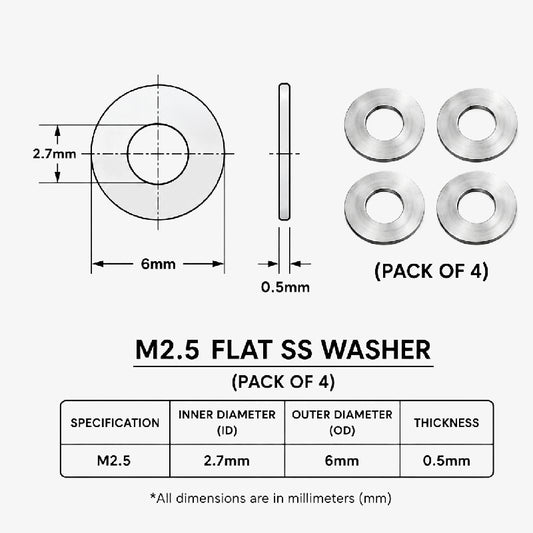 M2.5 Flat SS Washer (Pack of 4)