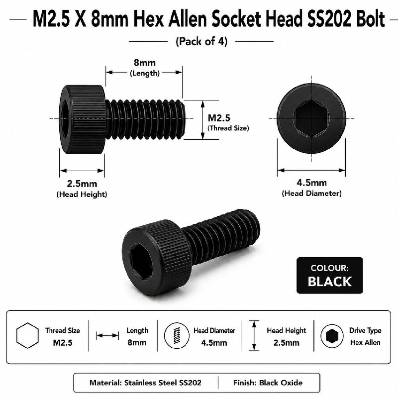 M2 x 15mm Pan Head Phillips Bolts (Pack of 4)