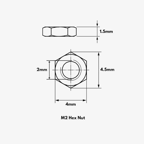 M2 Hex Nuts (Pair of 4)