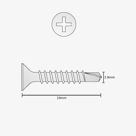 M3.9 X 19mm Stainless Steel CSK Self-Drilling Screw (Pack of 10)