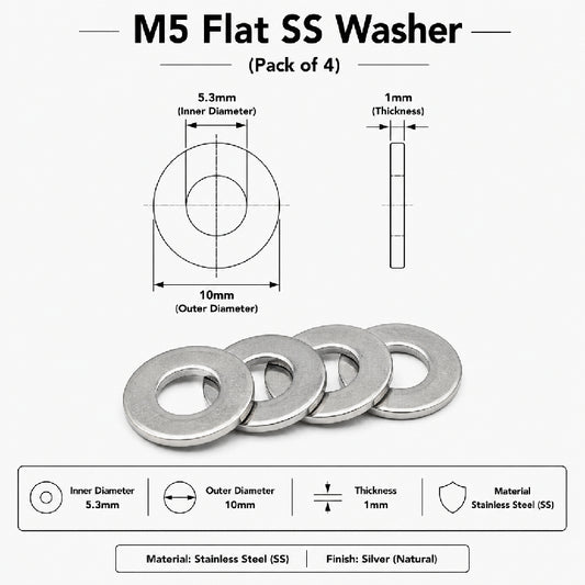 M5 Flat SS Washer (Pack of 4)